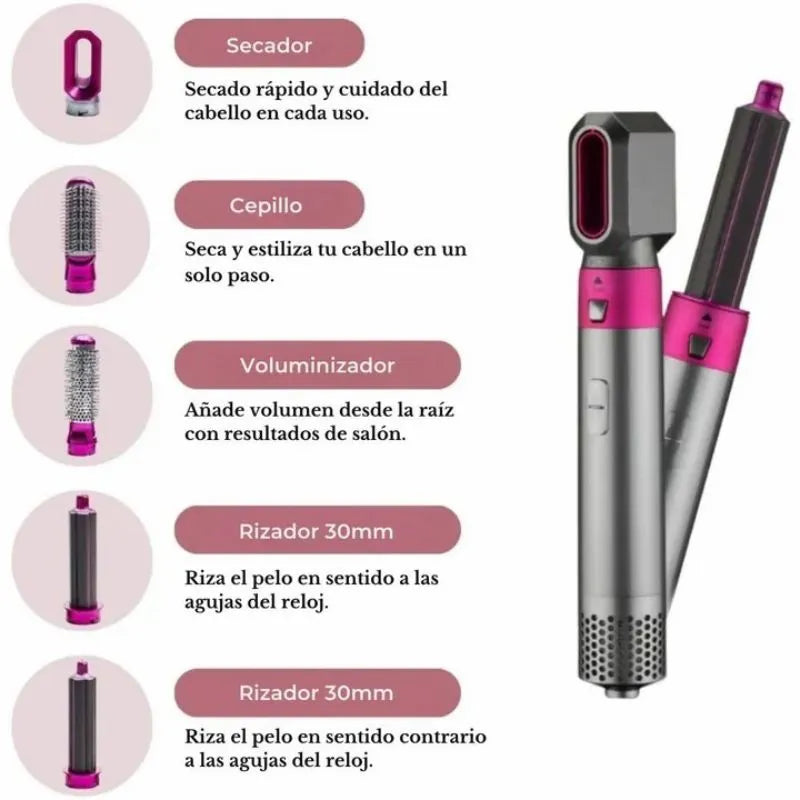 Cepillo Alisador 5 en 1 - Seca, Peina y cuida el Cabello 50%Descuento
