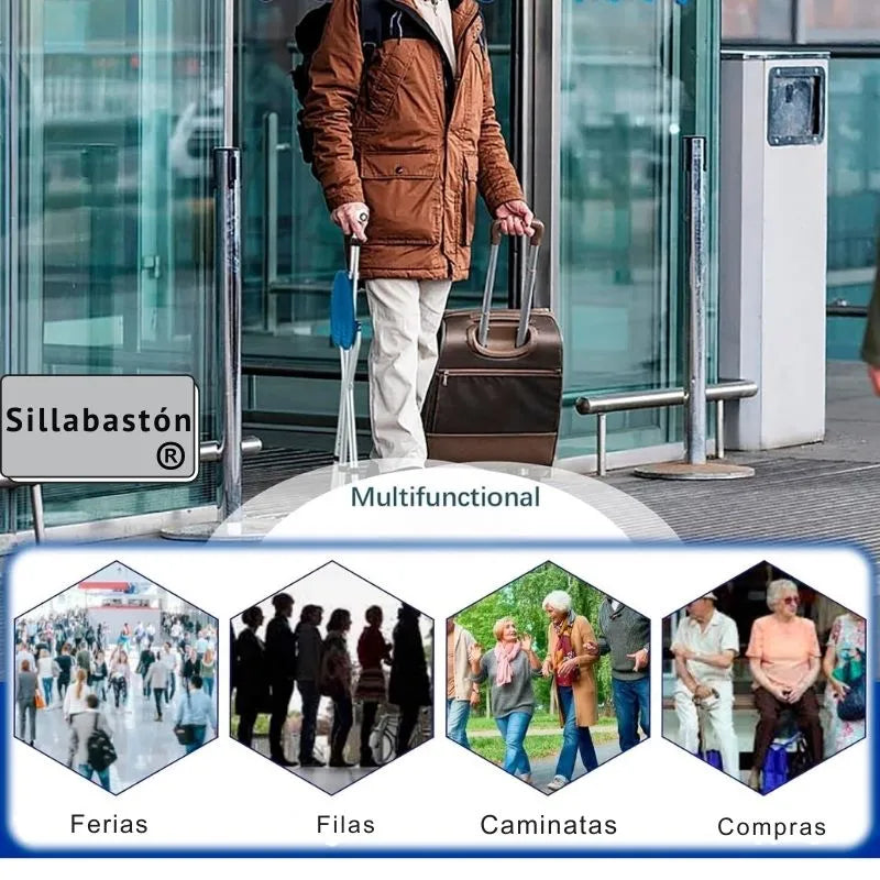 SillaBastón® plegable 3 en 1 + envío gratis y 50% de descuento