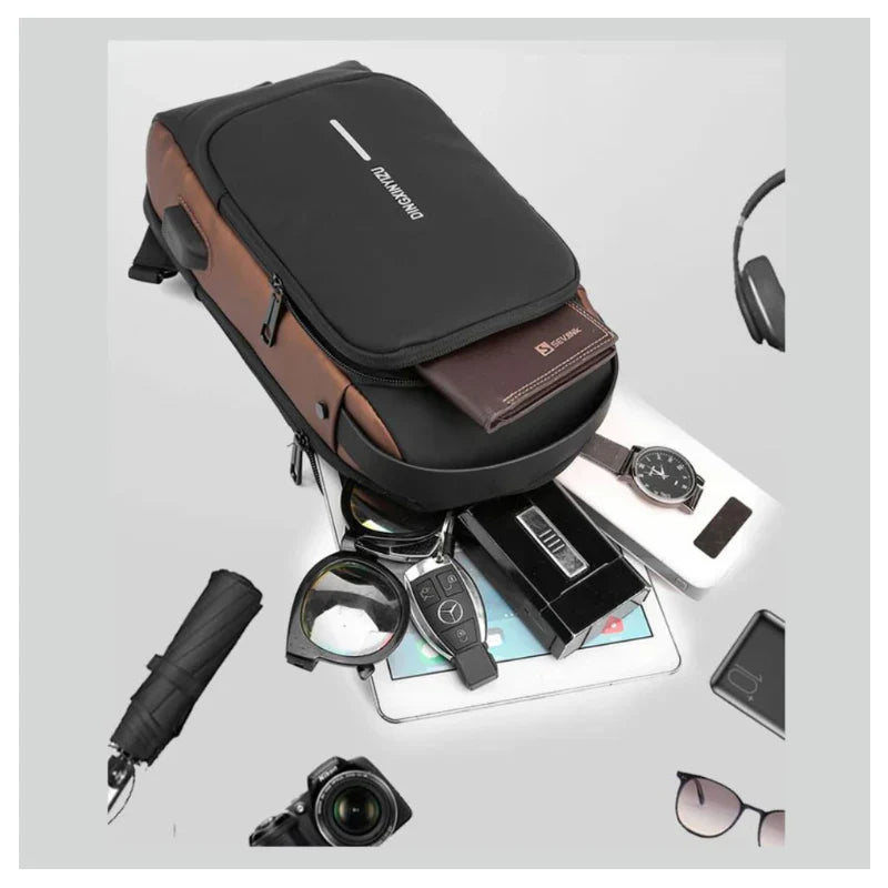 Bolso Cruzado Antirrobo Impermeable Con puerto Usb