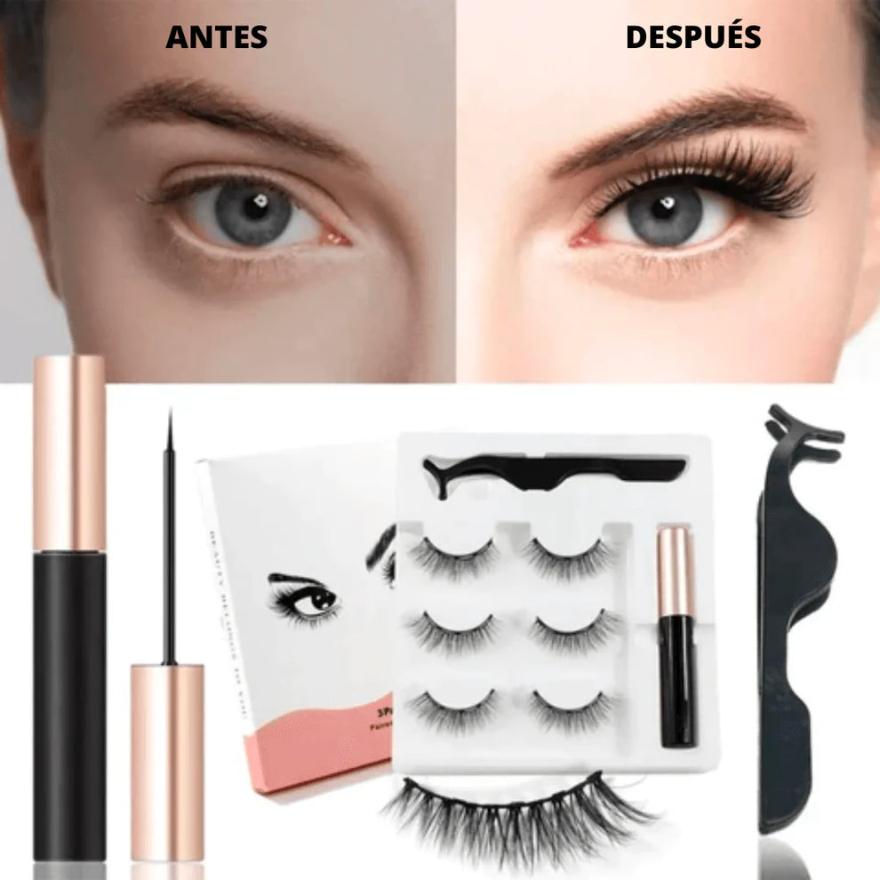 KIT DE PESTAÑAS MAGNÉTICAS + (LLÉVATE GRATIS DELINEADOR MAGNÉTICO + PINZA)