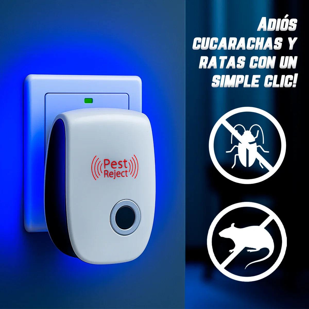 Repelente Ultrasónico Pest Reject 200m² – Seguro para Niños y Mascotas – COMPRA 1, LLEVA 2