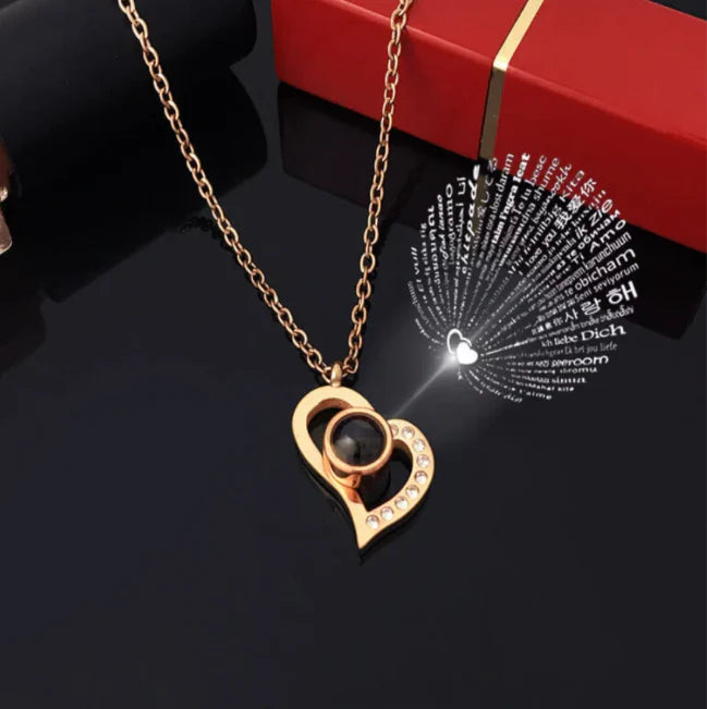 Collar Te Amo 100 Idiomas Baño Oro 18K+ Gratis envío + caja Regalo