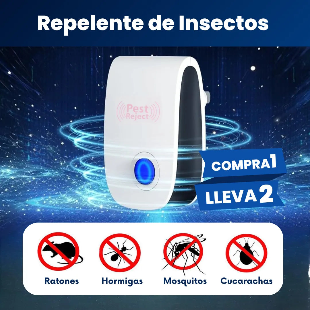Repelente Ultrasónico Pest Reject 200m² – Seguro para Niños y Mascotas – COMPRA 1, LLEVA 2