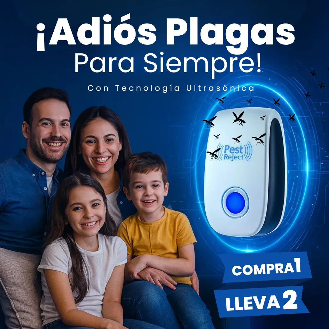 Repelente Ultrasónico Pest Reject 200m² – Seguro para Niños y Mascotas – COMPRA 1, LLEVA 2