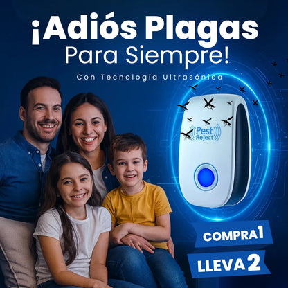 Repelente Ultrasónico Pest Reject 200m² – Seguro para Niños y Mascotas – COMPRA 1, LLEVA 2