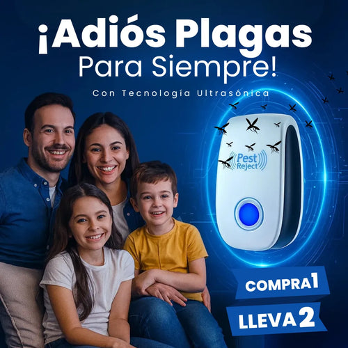 Repelente Ultrasónico Pest Reject 200m² – Seguro para Niños y Mascotas – COMPRA 1, LLEVA 2