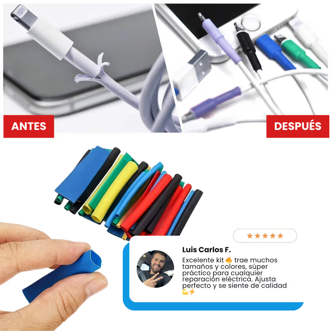 Kit Tubos Termoencogible 580 piezas - 6 Colores - 11 Tamaños