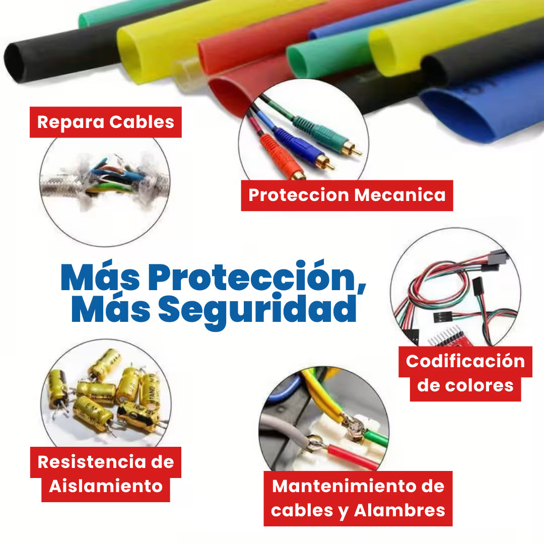 Kit Tubos Termoencogible 580 piezas - 6 Colores - 11 Tamaños